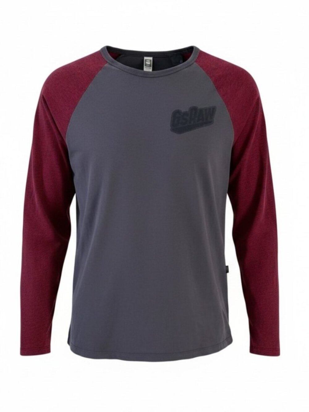 G-STAR RAW grey burgundy raglan long sleeve tee m